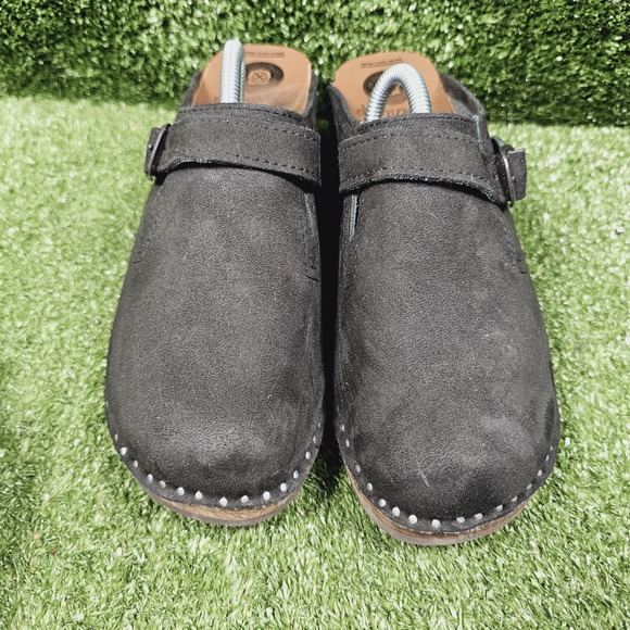 Troentorp Donatello Black Suede Slip On Clog Mules Womens Size EU 39 US 9 - Picture 2 of 8